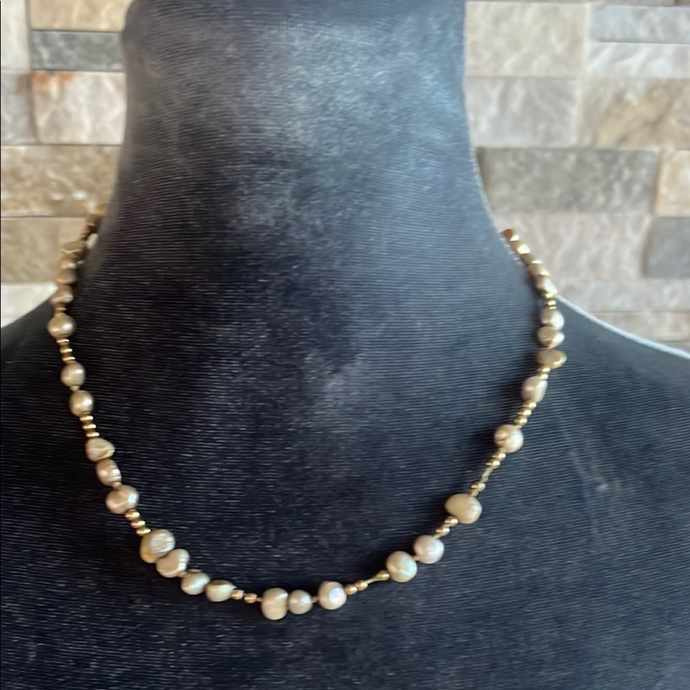 Monet Elegant Pearl Necklace with Gold Accents